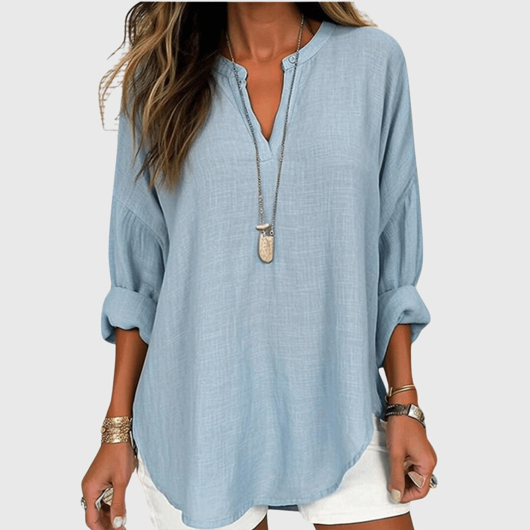 Adela | Losvallend shirt met ronde hals en lange mouwen