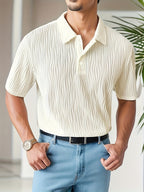 Wit casual gestreept golfshirt