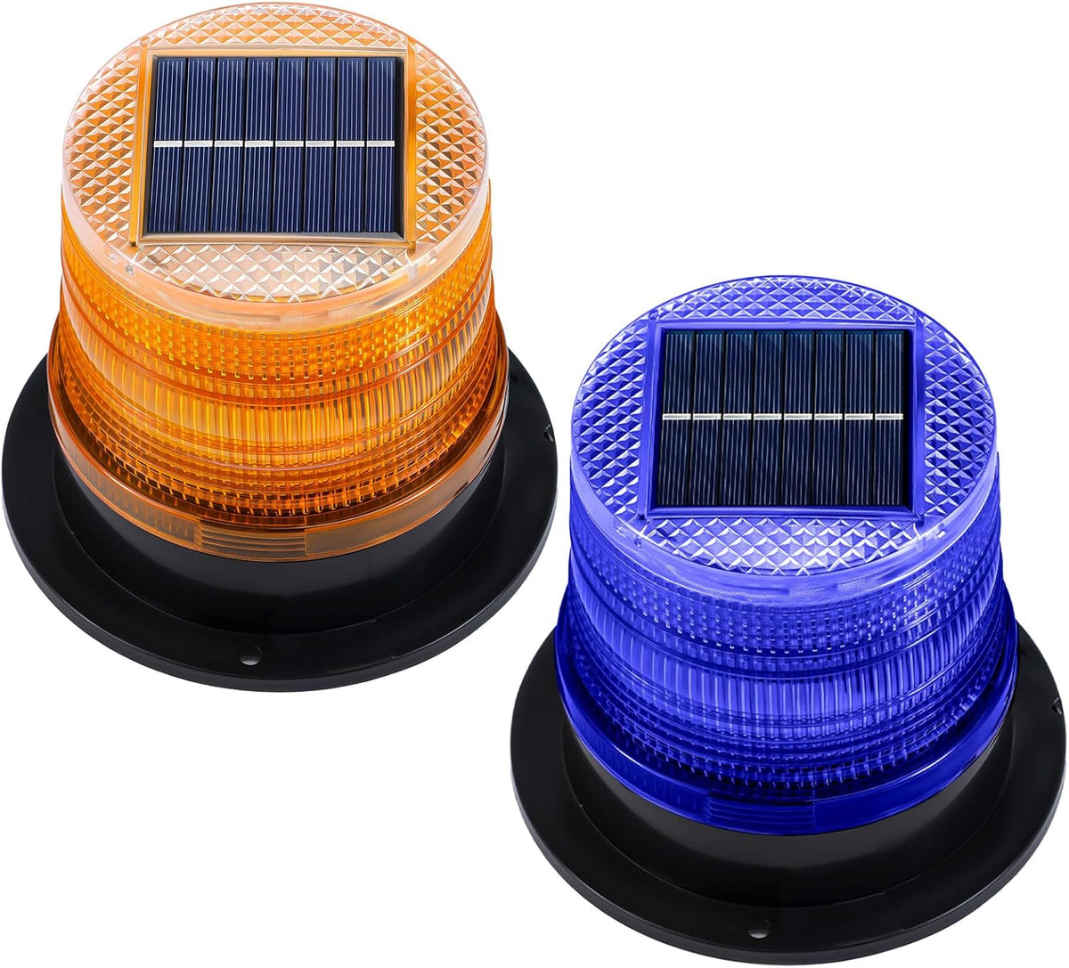 Zonne-energie amber & blauwe magnetische stroboscooplampen set