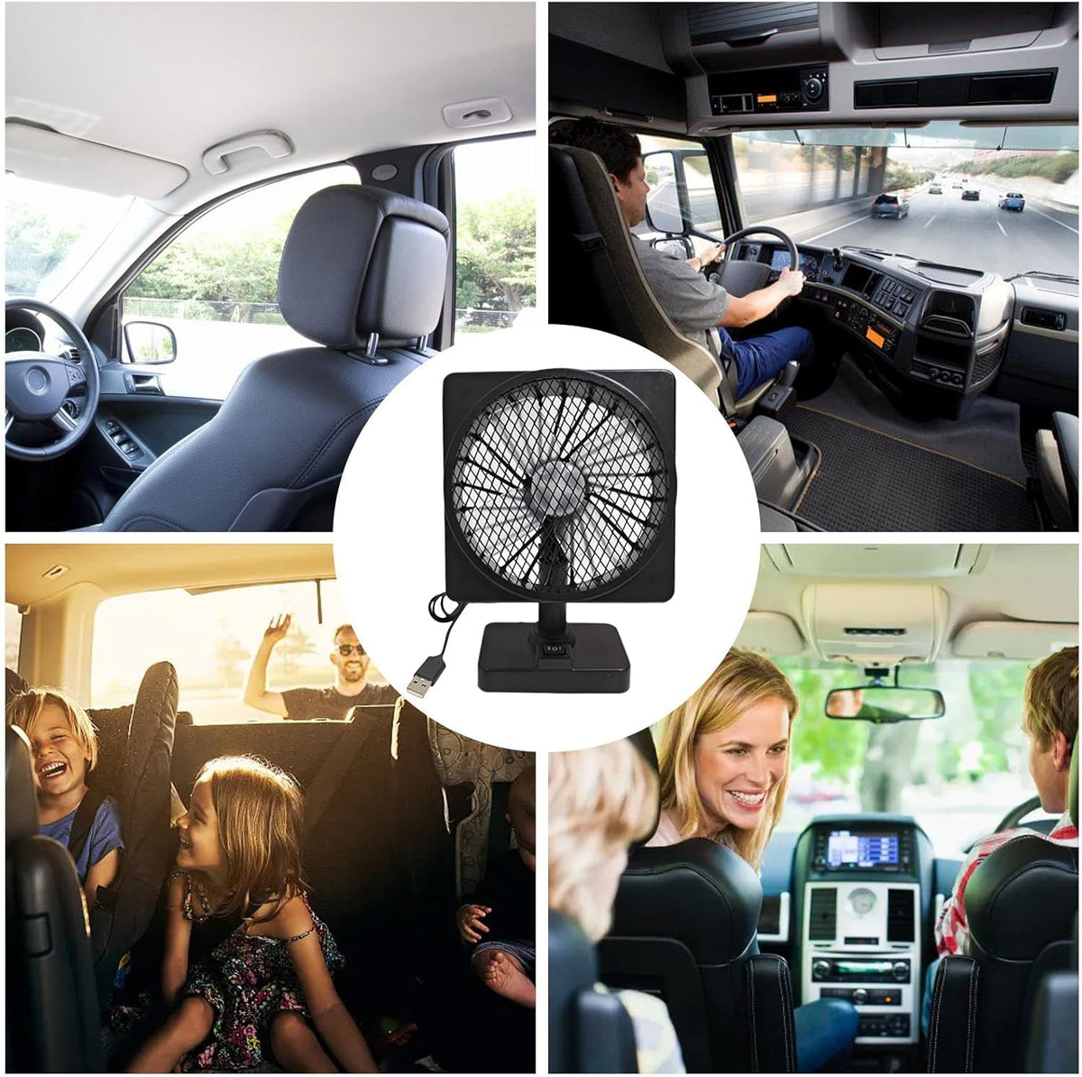 12V USB luchtcirculator auto koelventilator met 360° rotatie