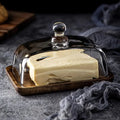 Boterhouder van hout en glas