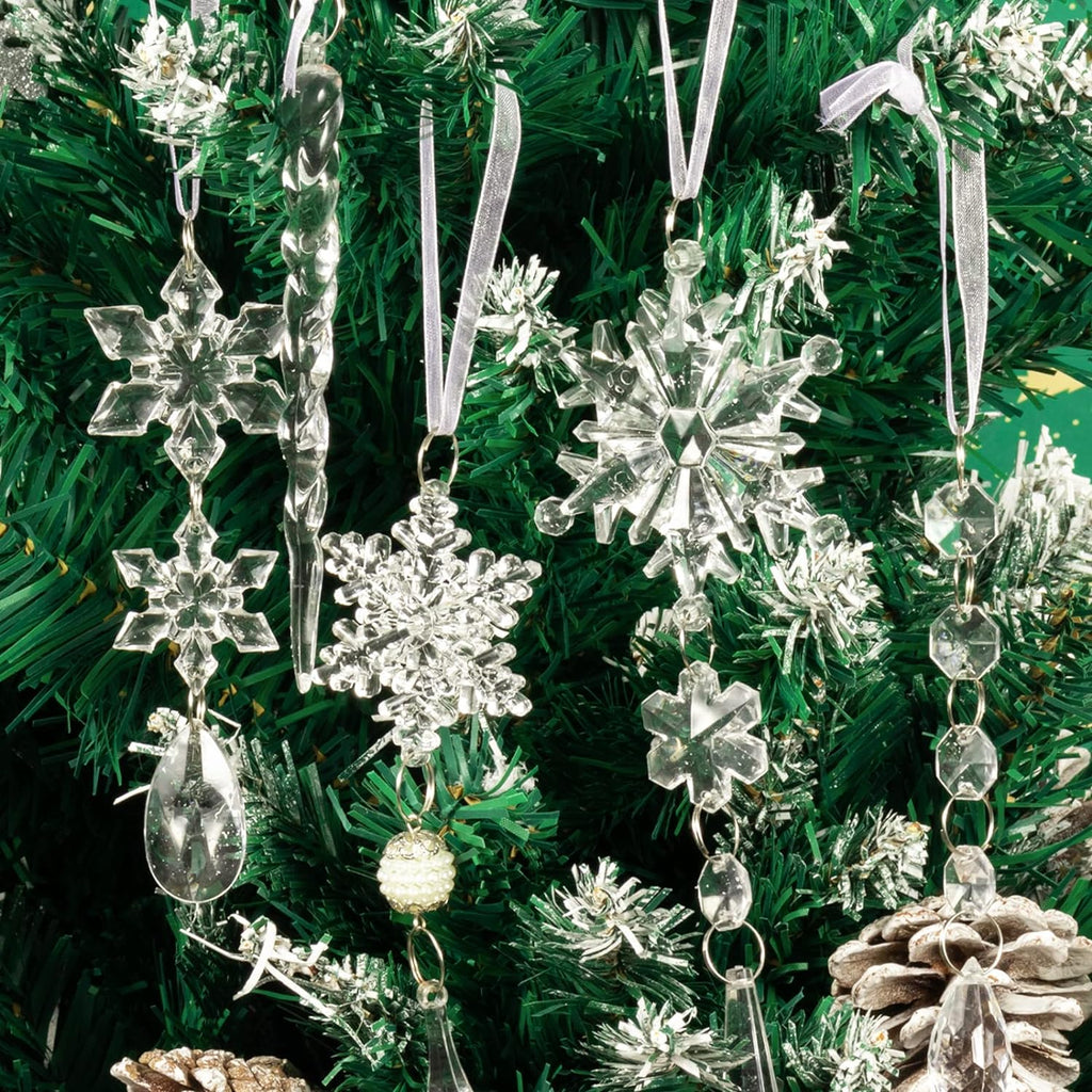 Kristallen kerst ornamenten set