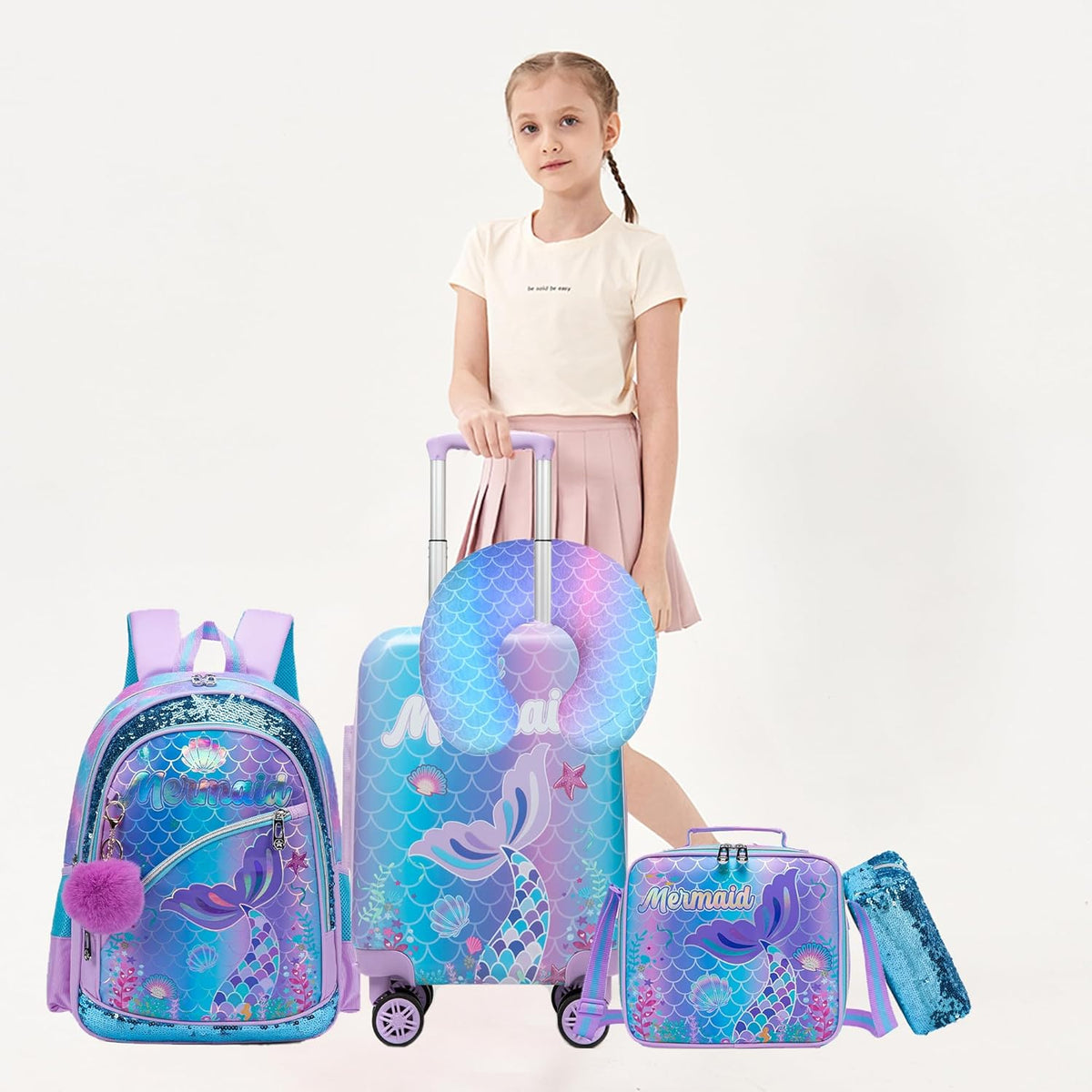 Kinder bagage set 5-delig met hard shell en spinnerwielen