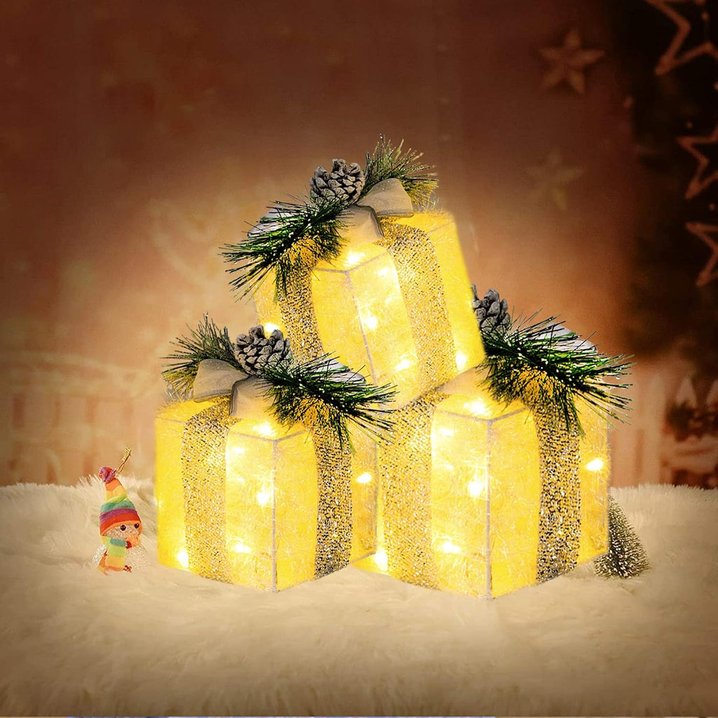 Verlichte kerstcadeau dozen