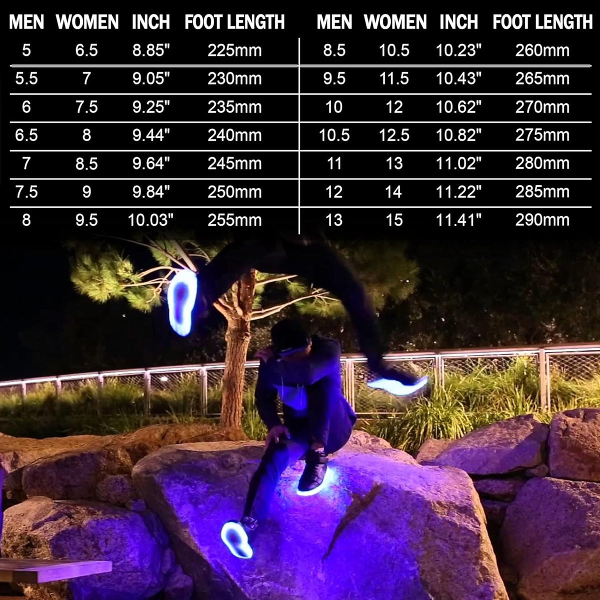 LED sneakers met oplaadbare verlichting