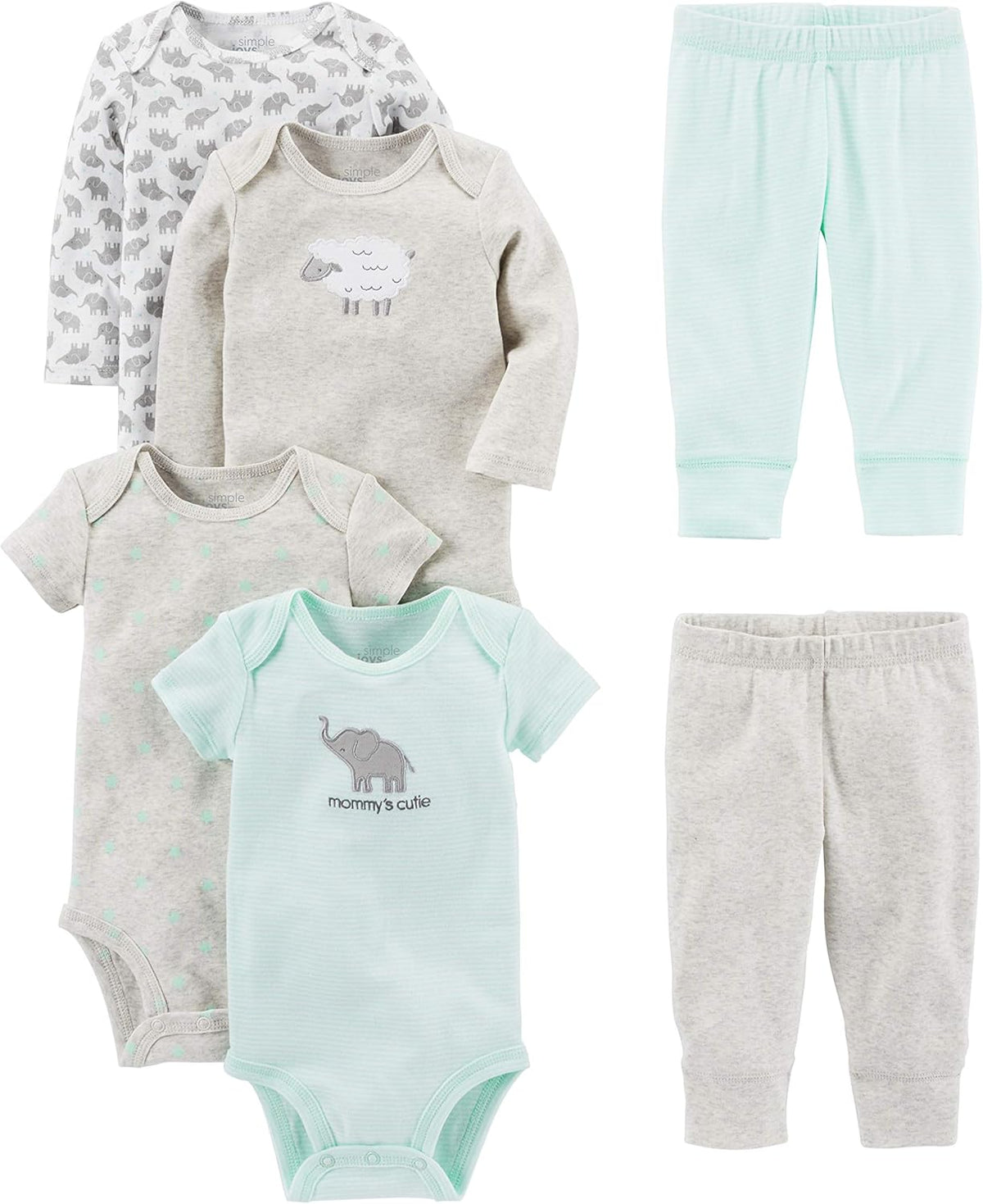 Uniseks baby 6-delige kledingset