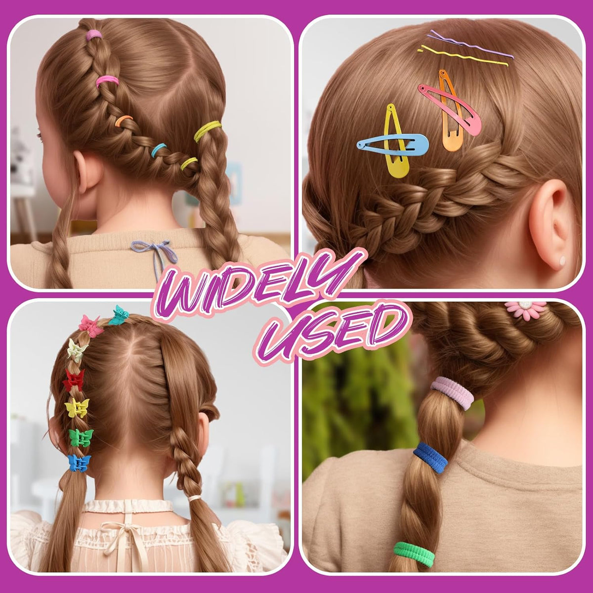 Set met elastische haarbanden en accessoires in meerdere kleuren