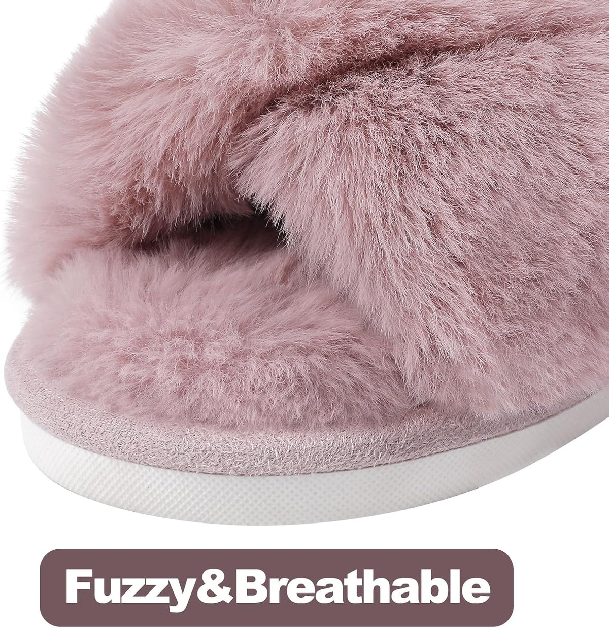 Fuzzy slippers met memory foam