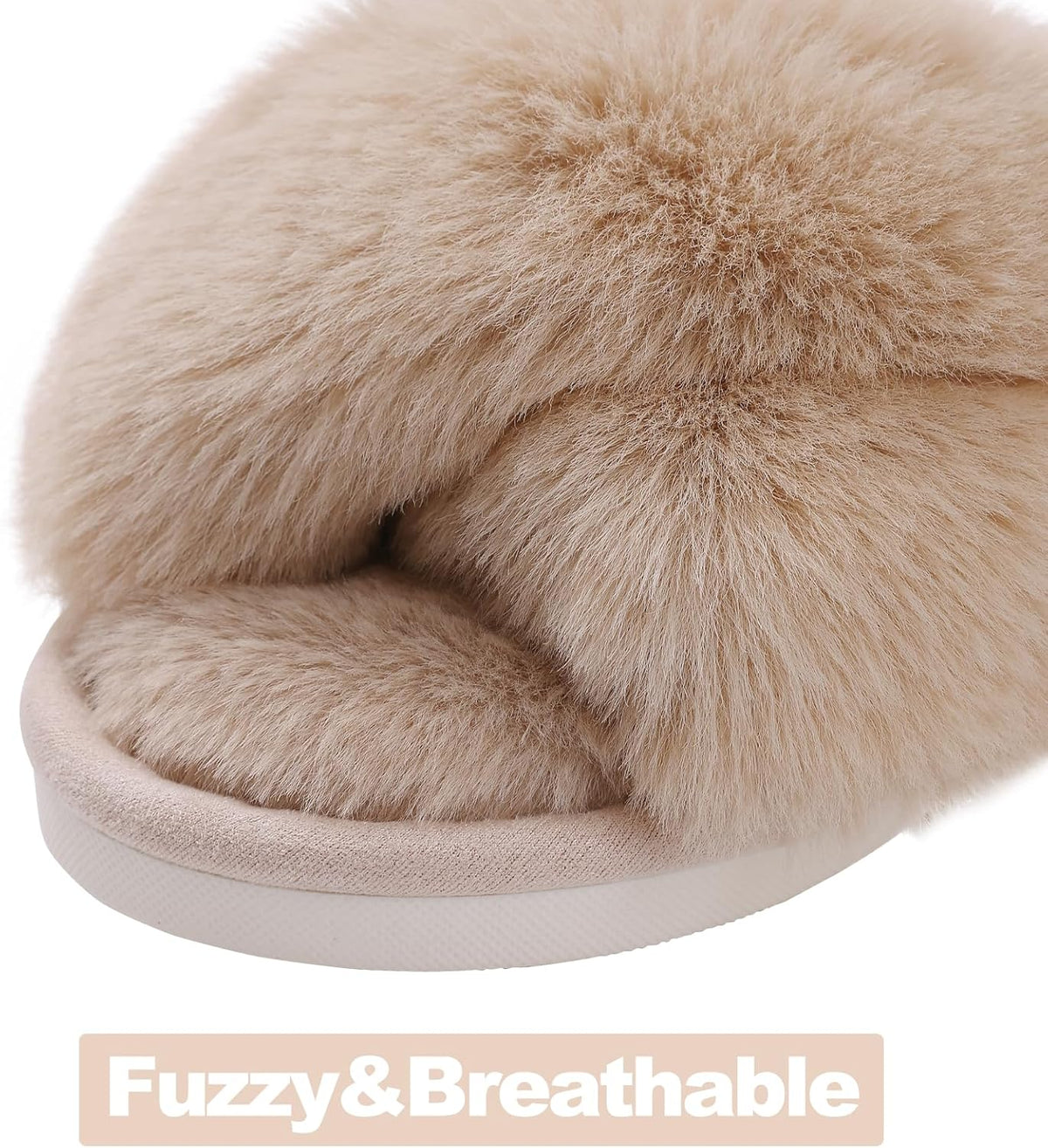 Fuzzy slippers met memory foam