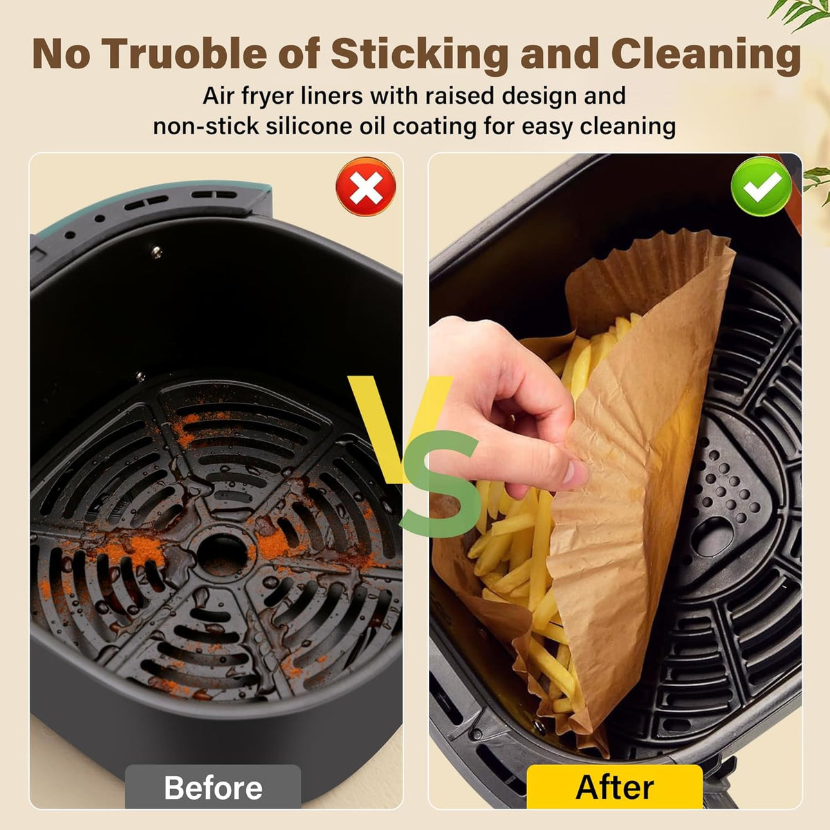Antiaanbak wegwerp airfryer liners