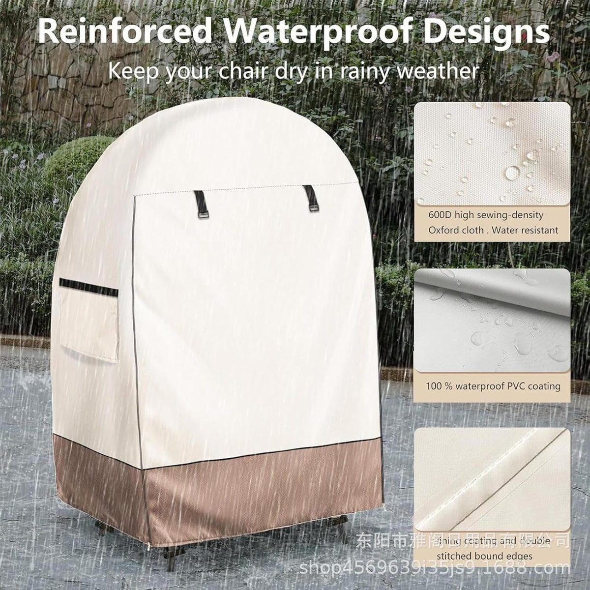 Eivorm stoel cover met dubbele rits