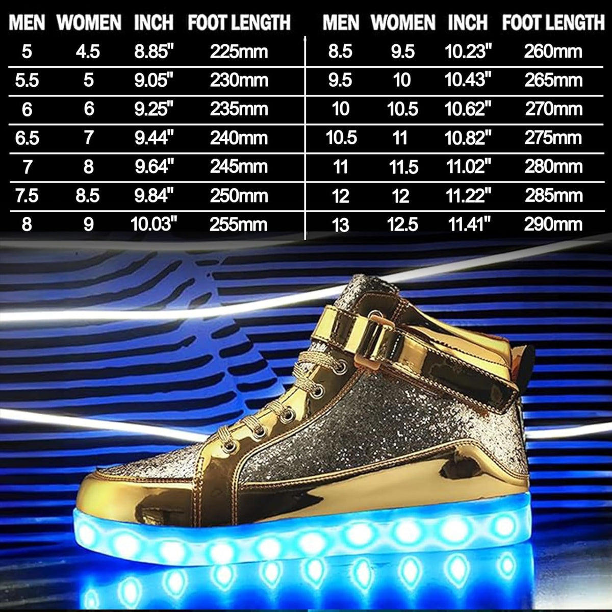 LED sneakers met oplaadbare verlichting