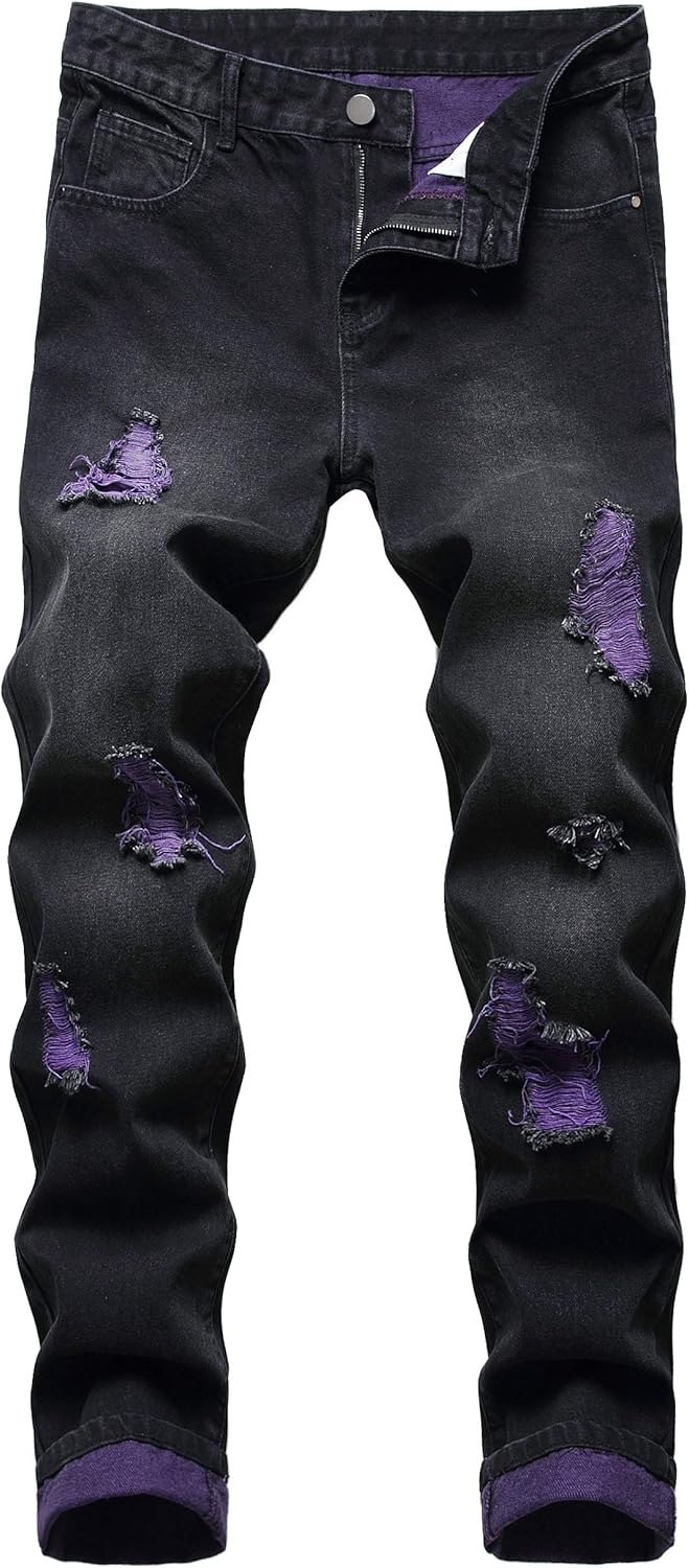 Heren slim-fit ripped jeans