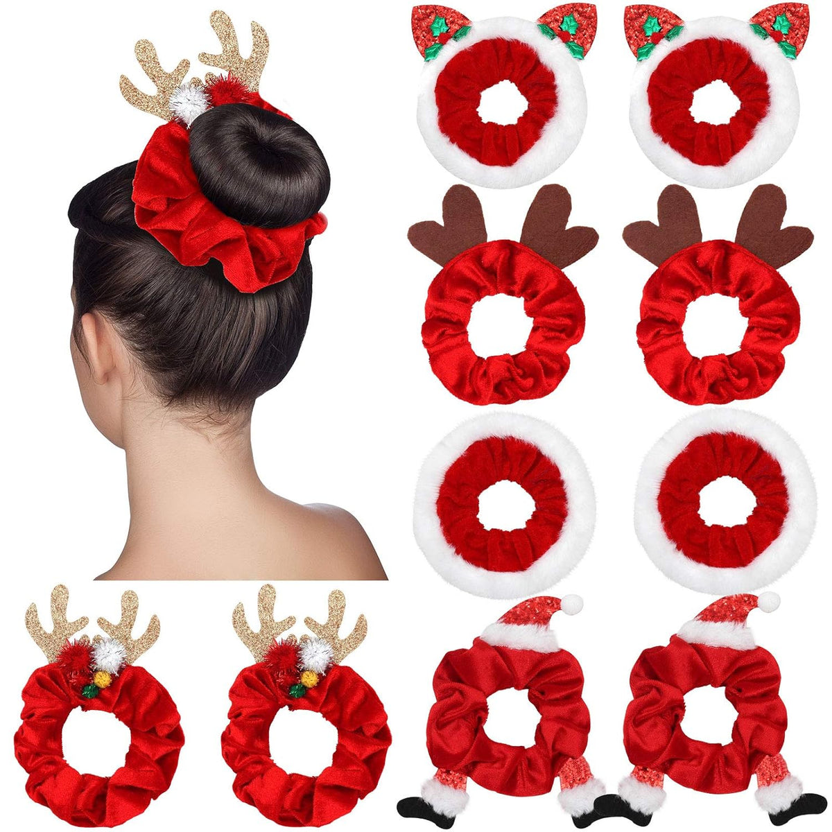 10-Delige kerst scrunchie set