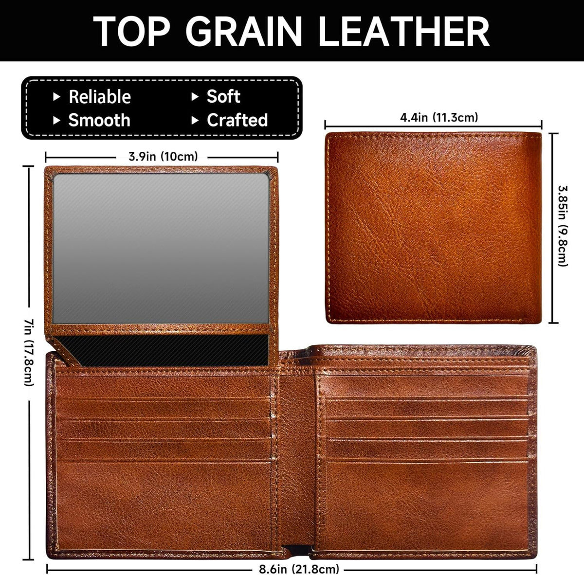 Heren bifold portemonnee van top grain leer