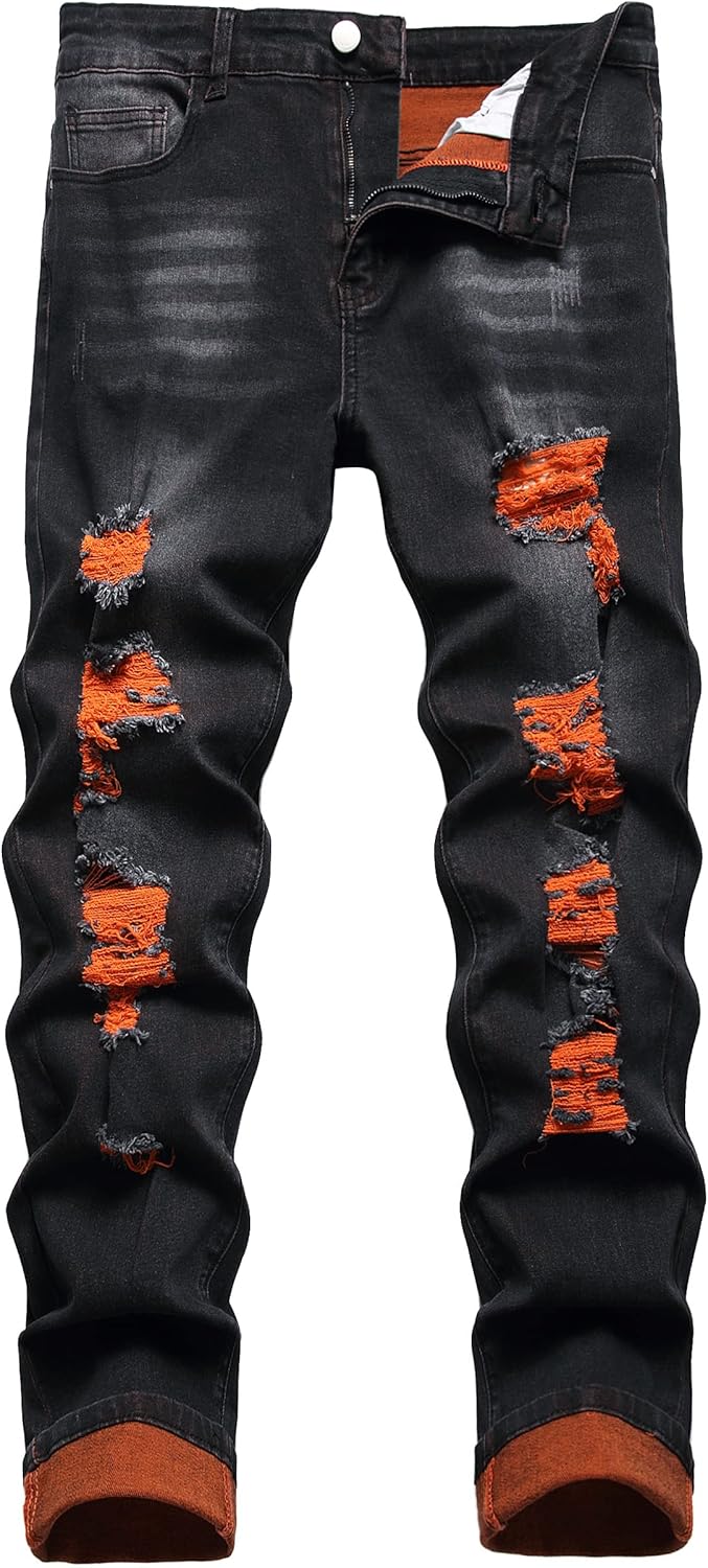 Heren slim-fit ripped jeans