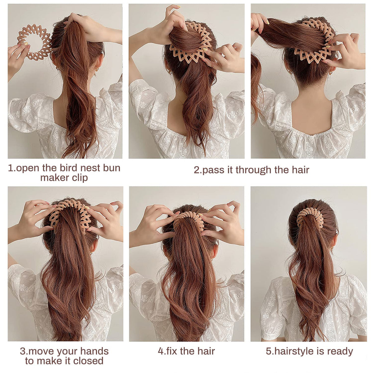 Vogelnest haarclips - set van 3
