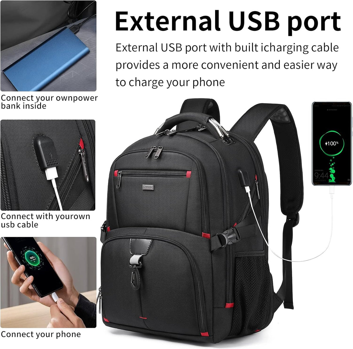 50L extra grote reis laptoprugzak met USB-poort