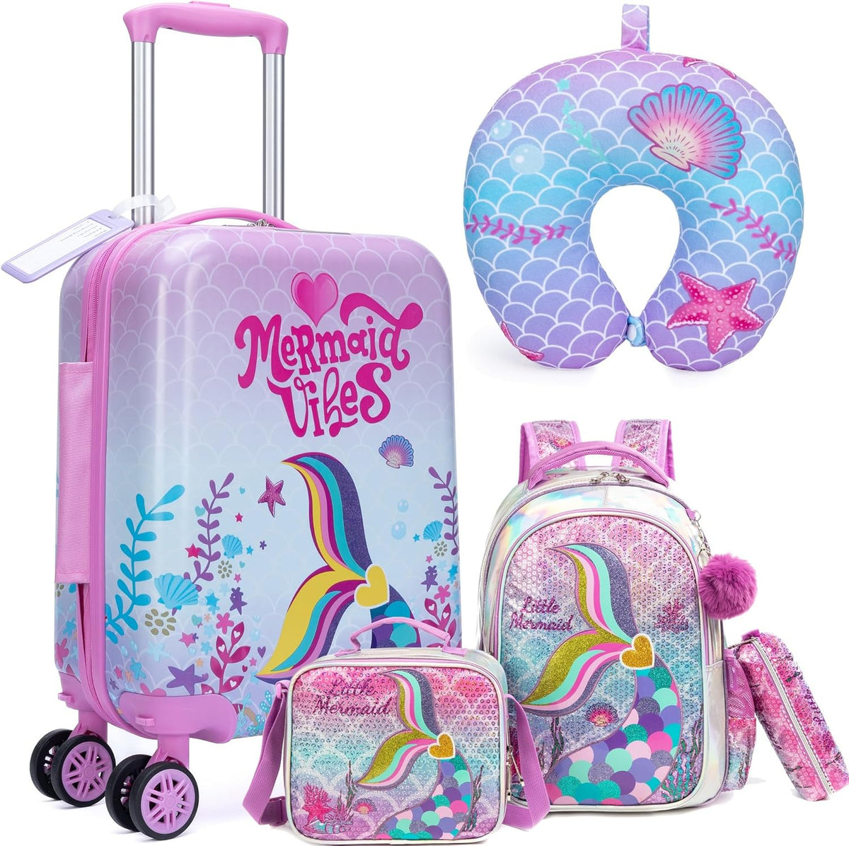Kinder bagage set 5-delig met hard shell en spinnerwielen