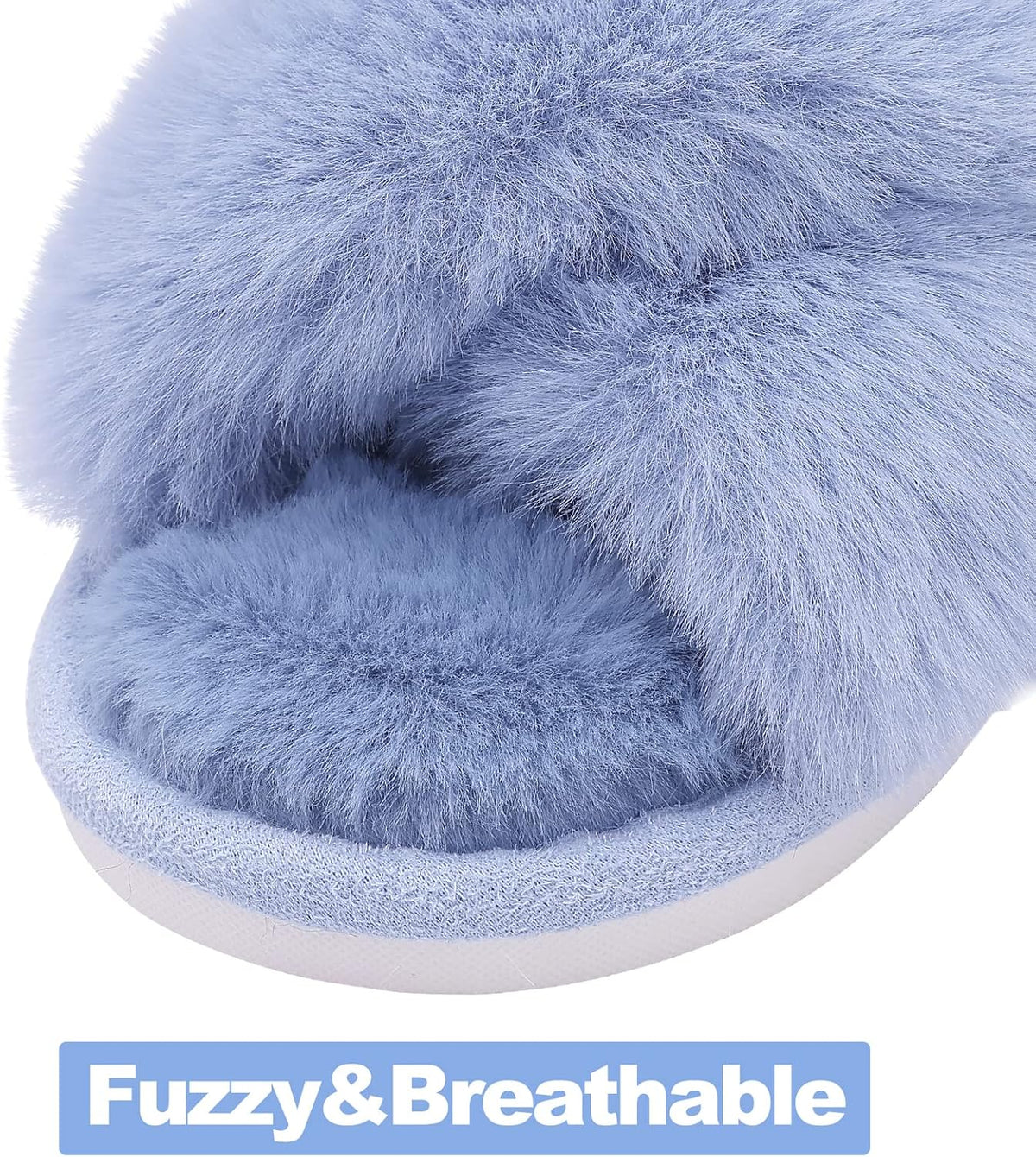 Fuzzy slippers met memory foam