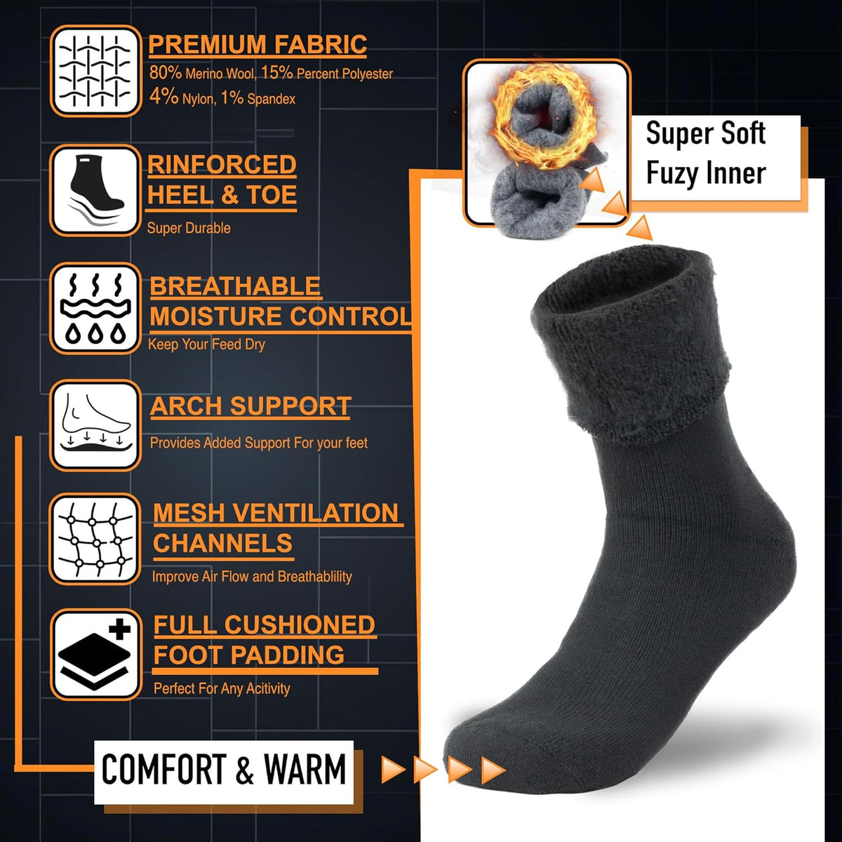 Winter thermische boot sokken