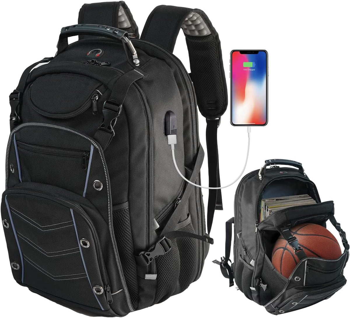 55L extra-grote reis laptop rugzak met USB opladen en RFID beveiliging