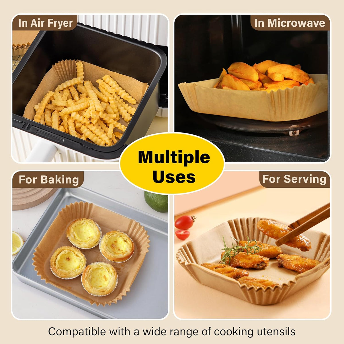 Antiaanbak wegwerp airfryer liners
