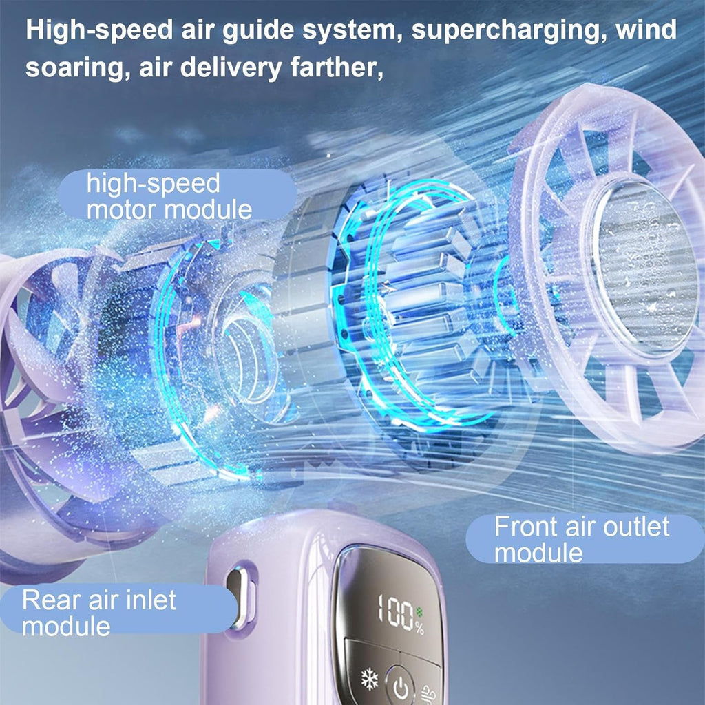 Draagbare opvouwbare handventilator met led-scherm – 100 snelheden