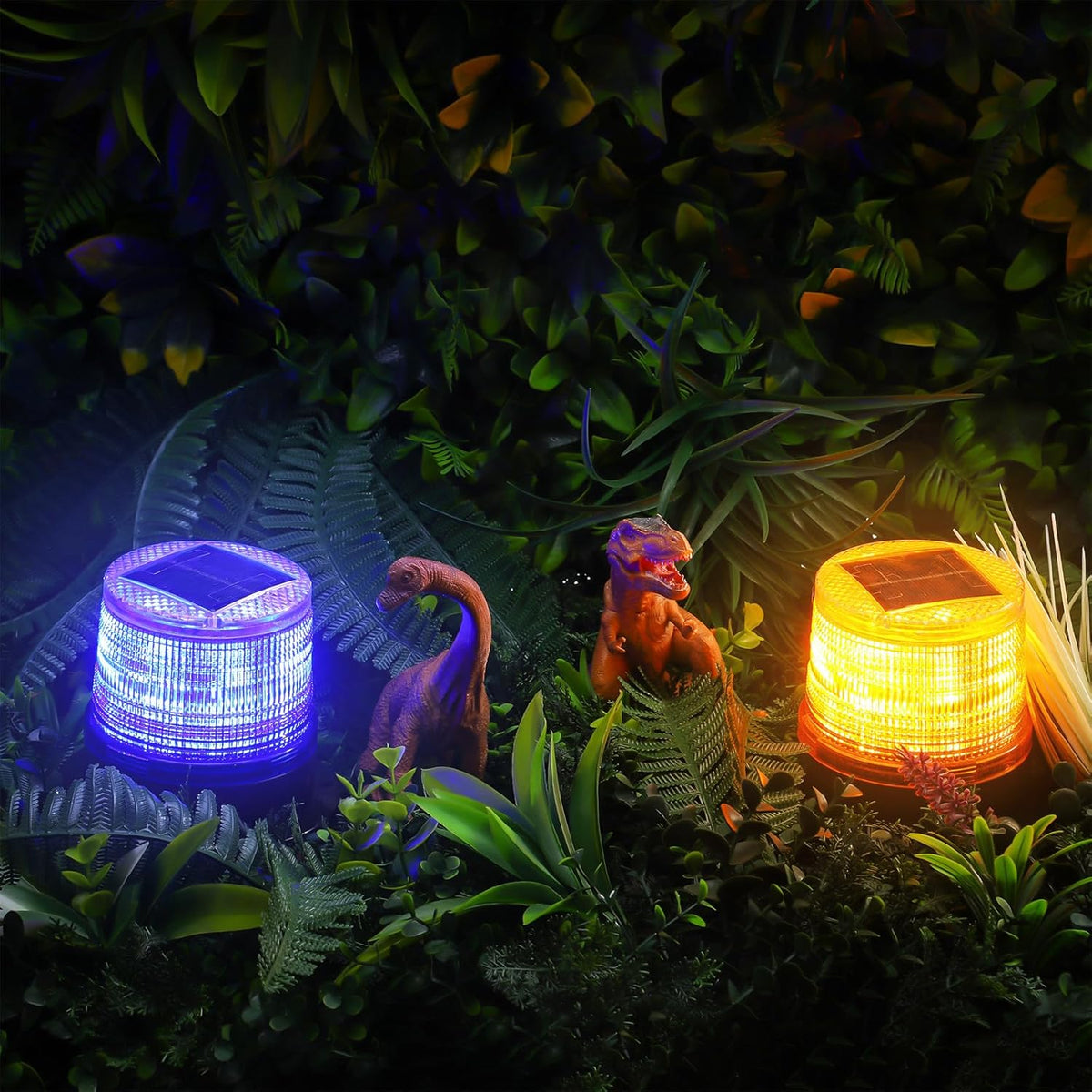Zonne-energie amber & blauwe magnetische stroboscooplampen set