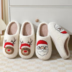 Warme retro pluche kerstpantoffels