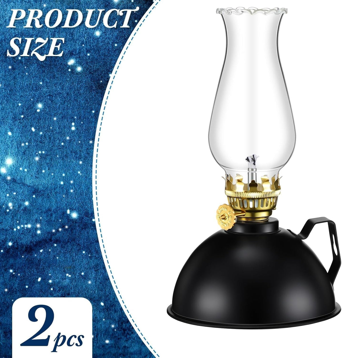 Vintage-Stijl glazen en metalen olielampen set van 2