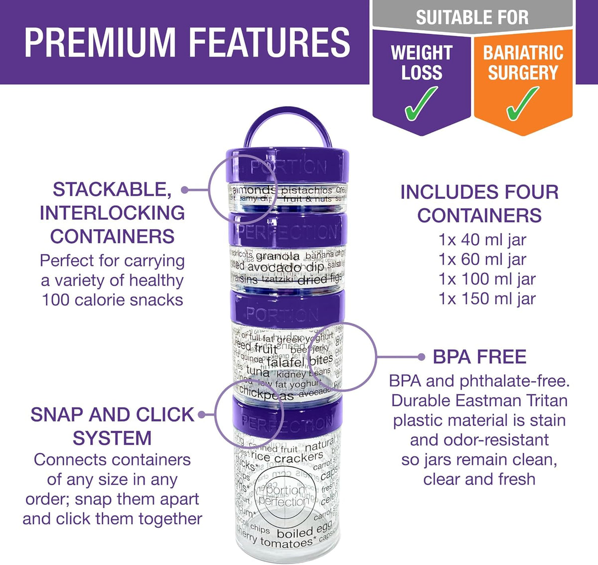 100-Calorie snack portiecontrole containers