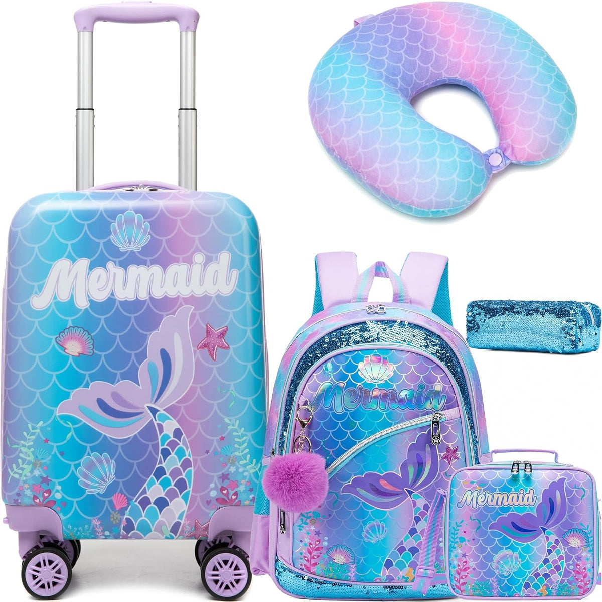 Kinder bagage set 5-delig met hard shell en spinnerwielen