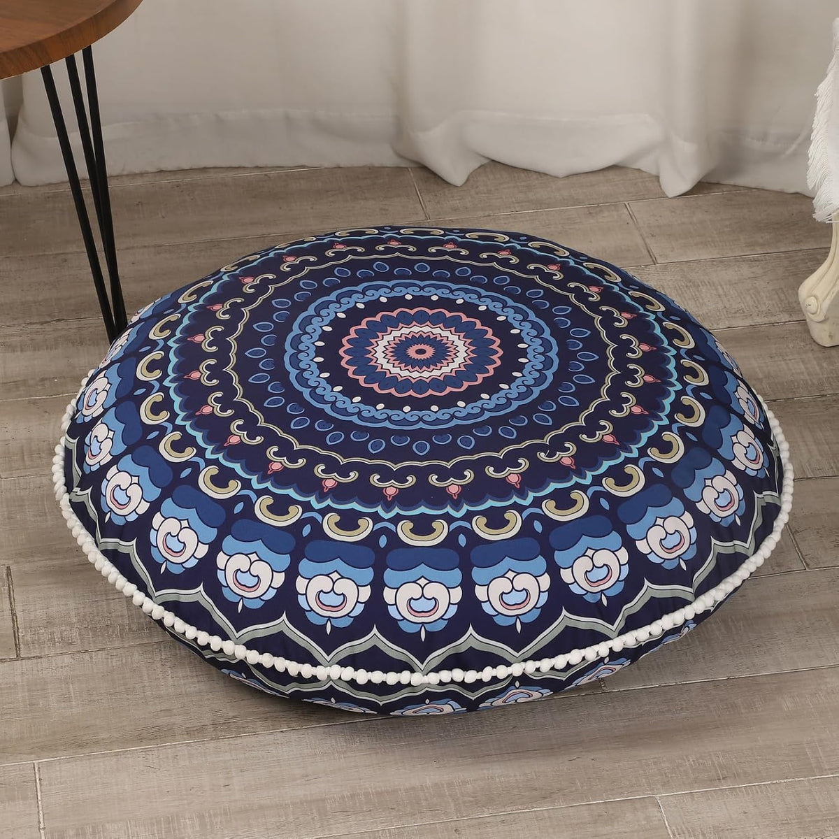 Rond groot meditatiekussen, voorzien van traagschuim (81 cm)