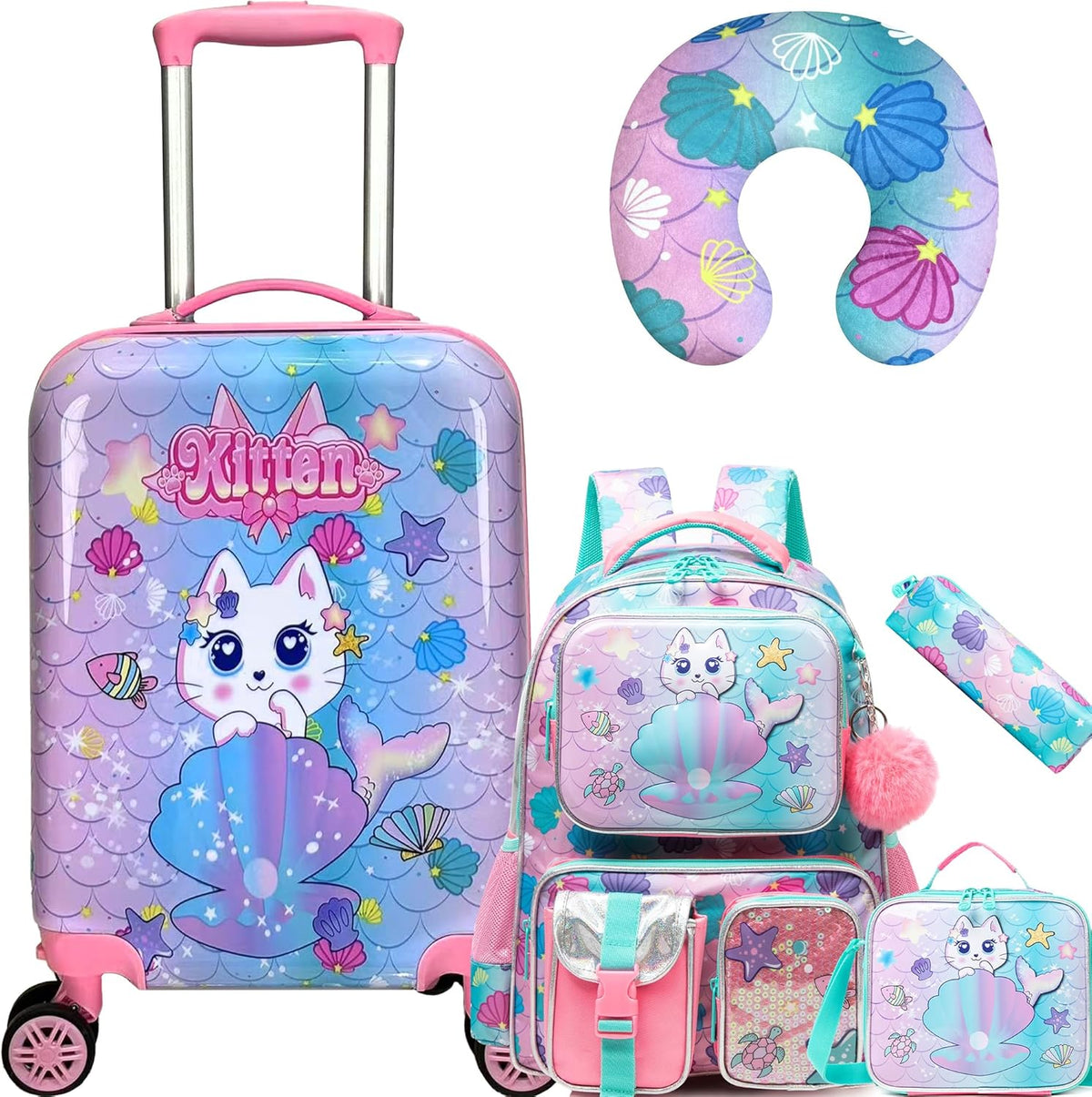 Kinder bagage set 5-delig met hard shell en spinnerwielen