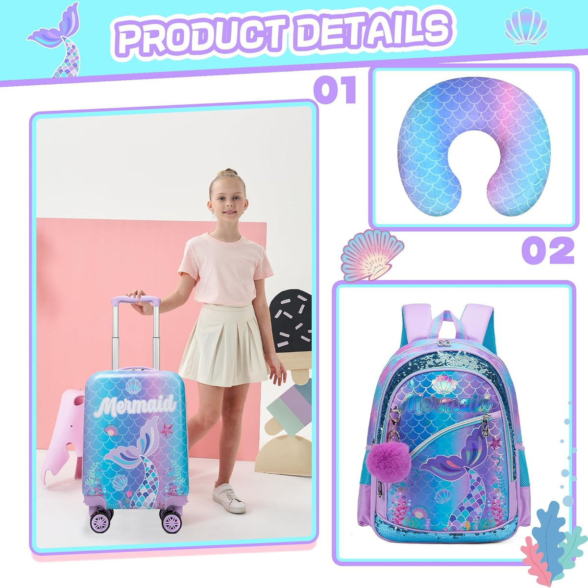 Kinder bagage set 5-delig met hard shell en spinnerwielen