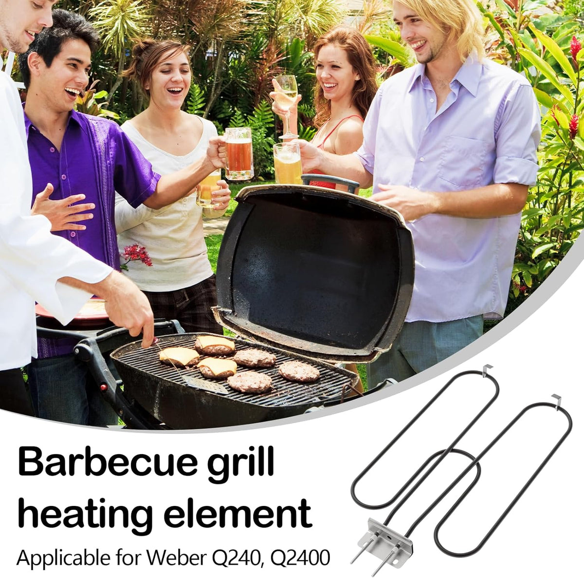 Hoge vermogen RVS grill verwarmingsspoel 2200W voor buiten elektrische BBQ