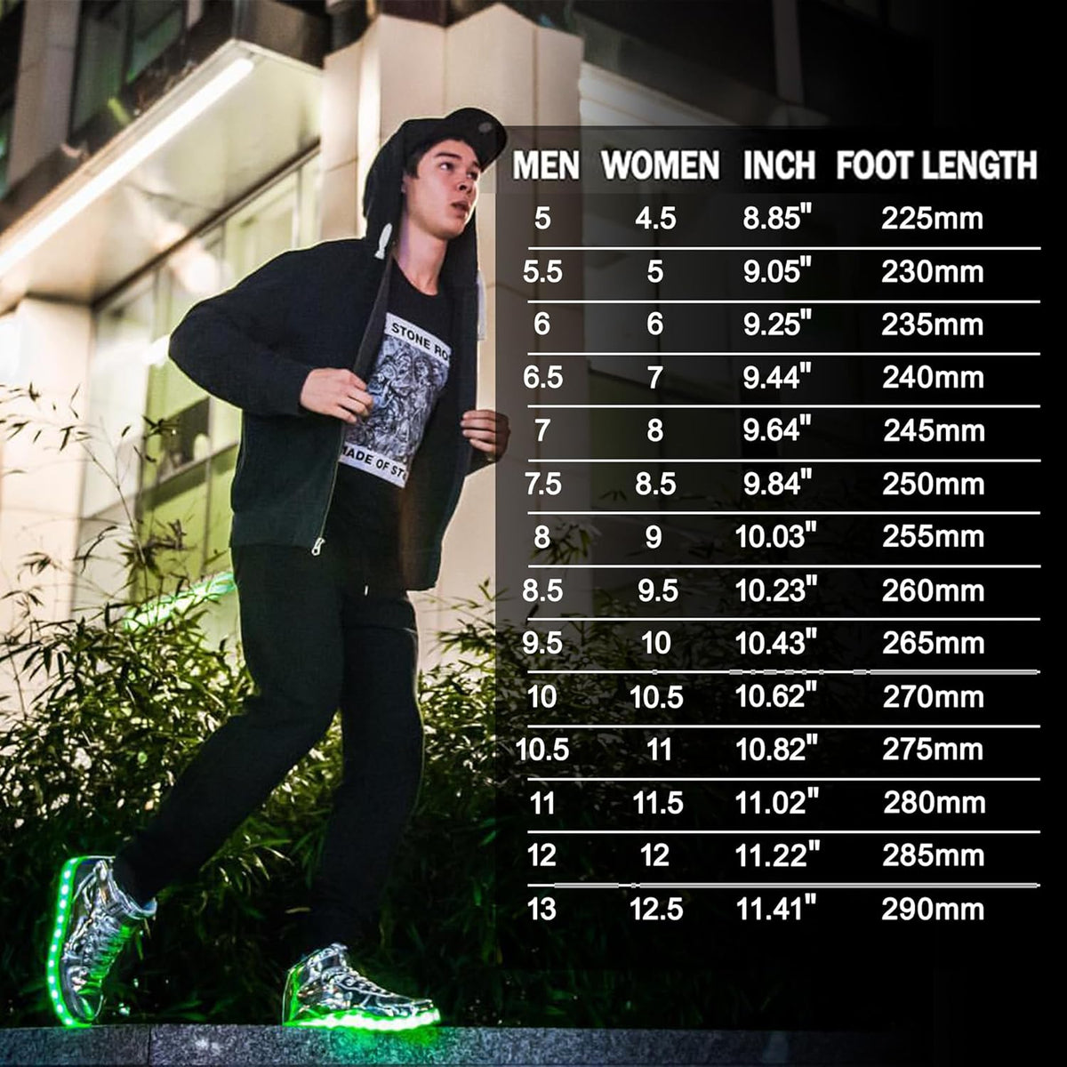 LED sneakers met oplaadbare verlichting