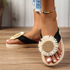 Boho slip-on sandalen met bloemdetail