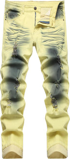 Heren slim-fit ripped jeans