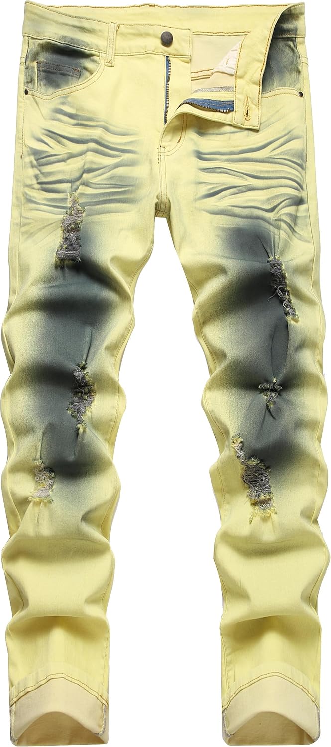 Heren slim-fit ripped jeans