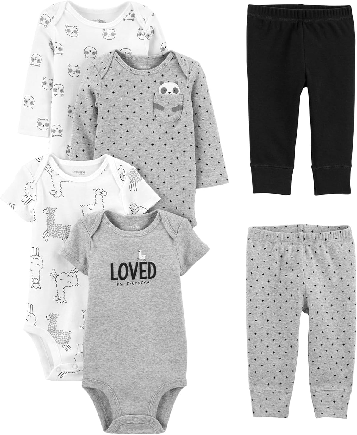 Uniseks baby 6-delige kledingset – materiaal: 100% katoen — afbeelding 1