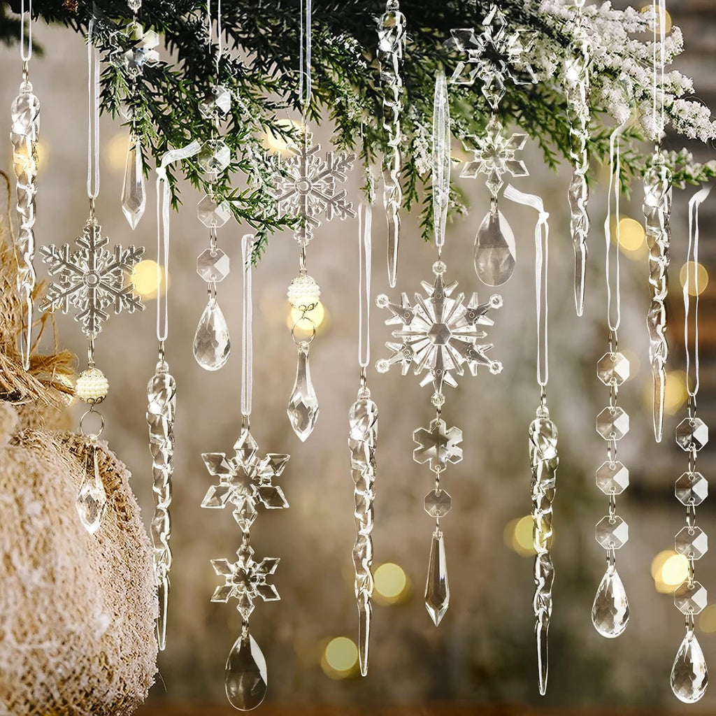 Kristallen kerst ornamenten set