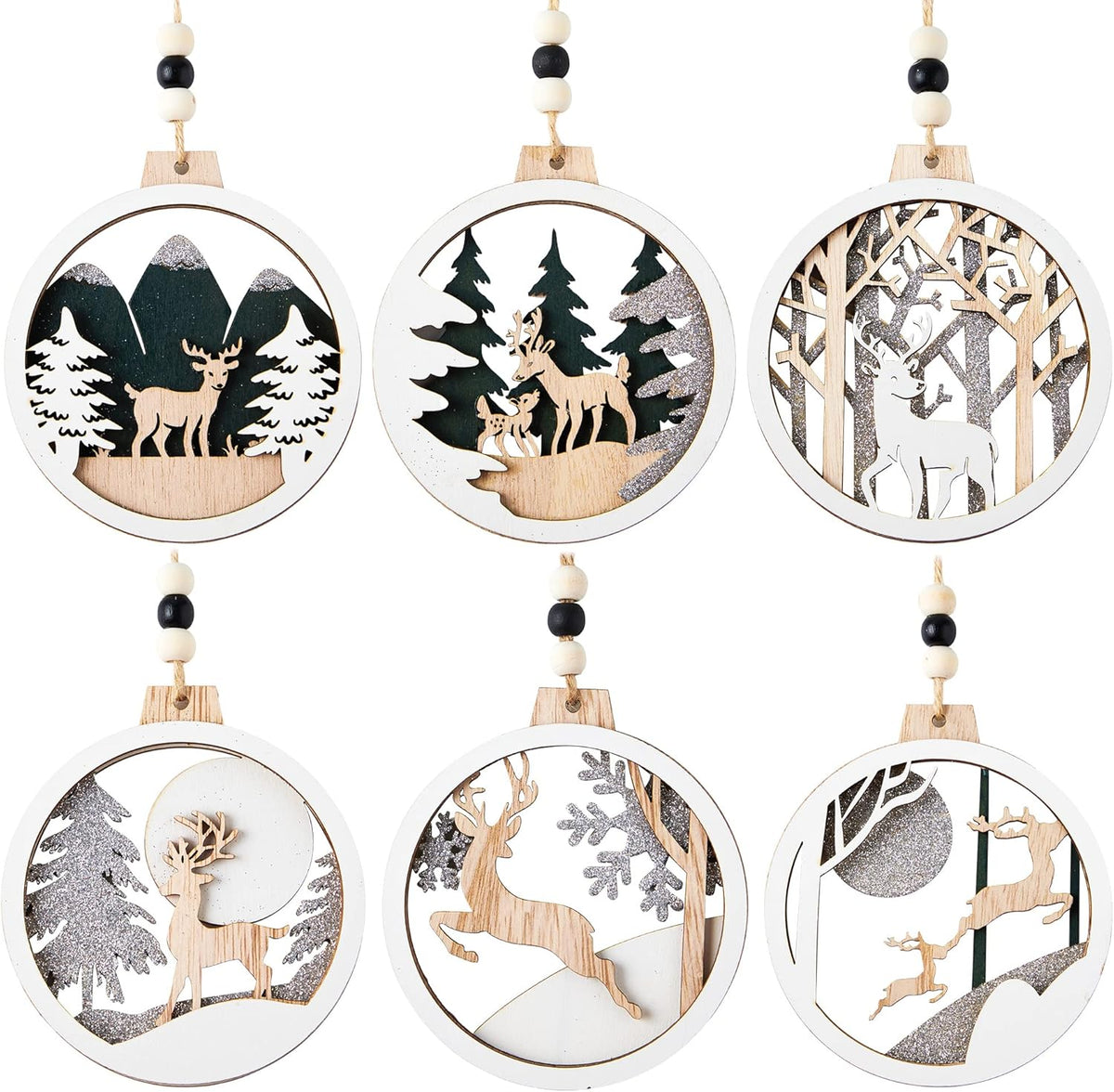 Rendier & kerstman ornamenten set