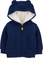 Gevoerde baby sweater met capuchon