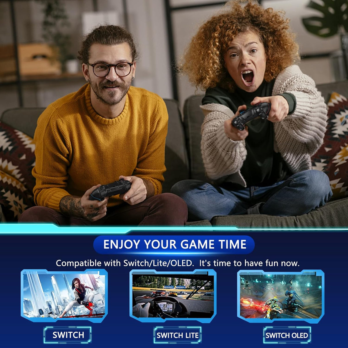 Draadloze switch-controller met hall effect joysticks en turbo-functie
