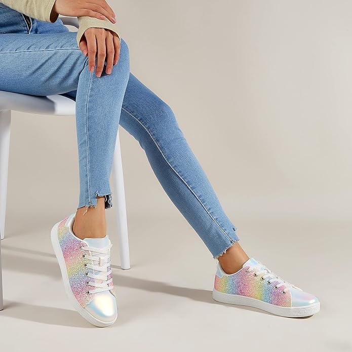 Sprankelende lace-up mode dames sneakers