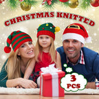 Gebreide kerstman & elf mutsen set