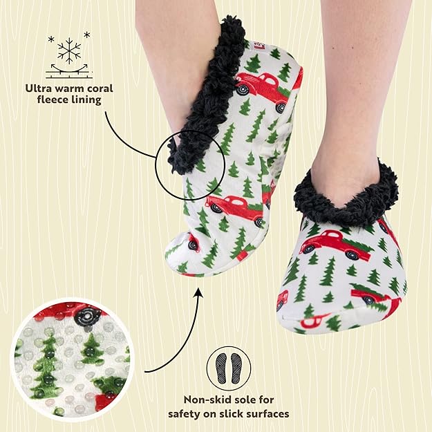 Dames fleece kerst slof sokken