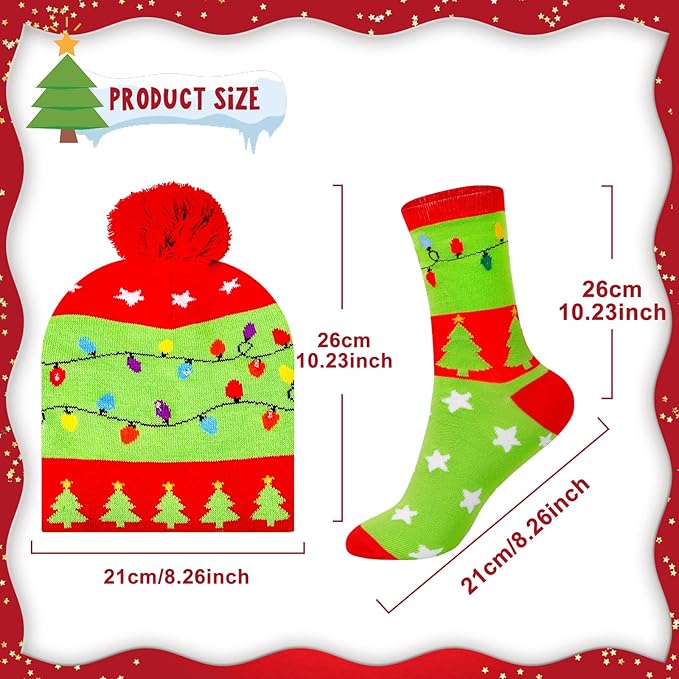 Kerst LED beanie & sokken set
